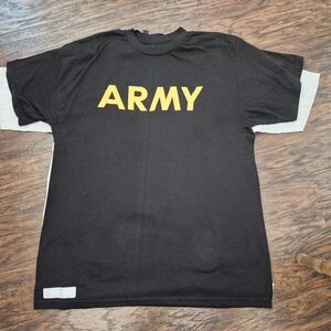 Yellow 'ARMY' Print On Black Short Sleeve Tee